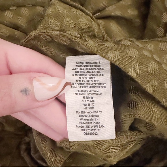 Free People Morning Dove Pants Wide Leg Green Satin Polka Dot - Picture 6 of 7